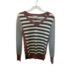 Pink Rose Women’s Striped V- Neck Sweater Size M